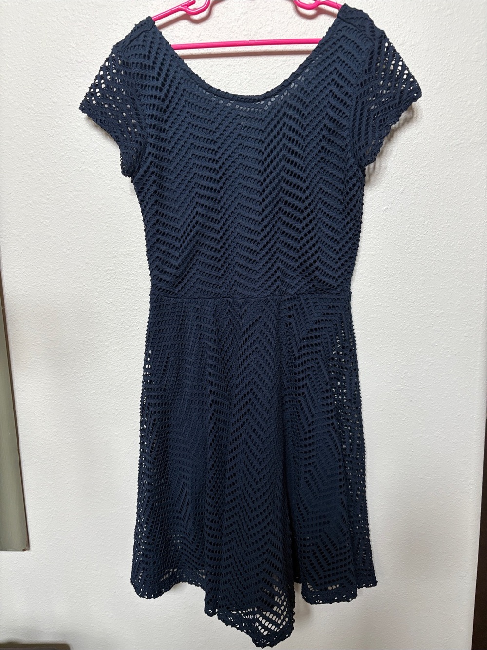 Aeropostale Navy Crochet Fit & Flare Dress
